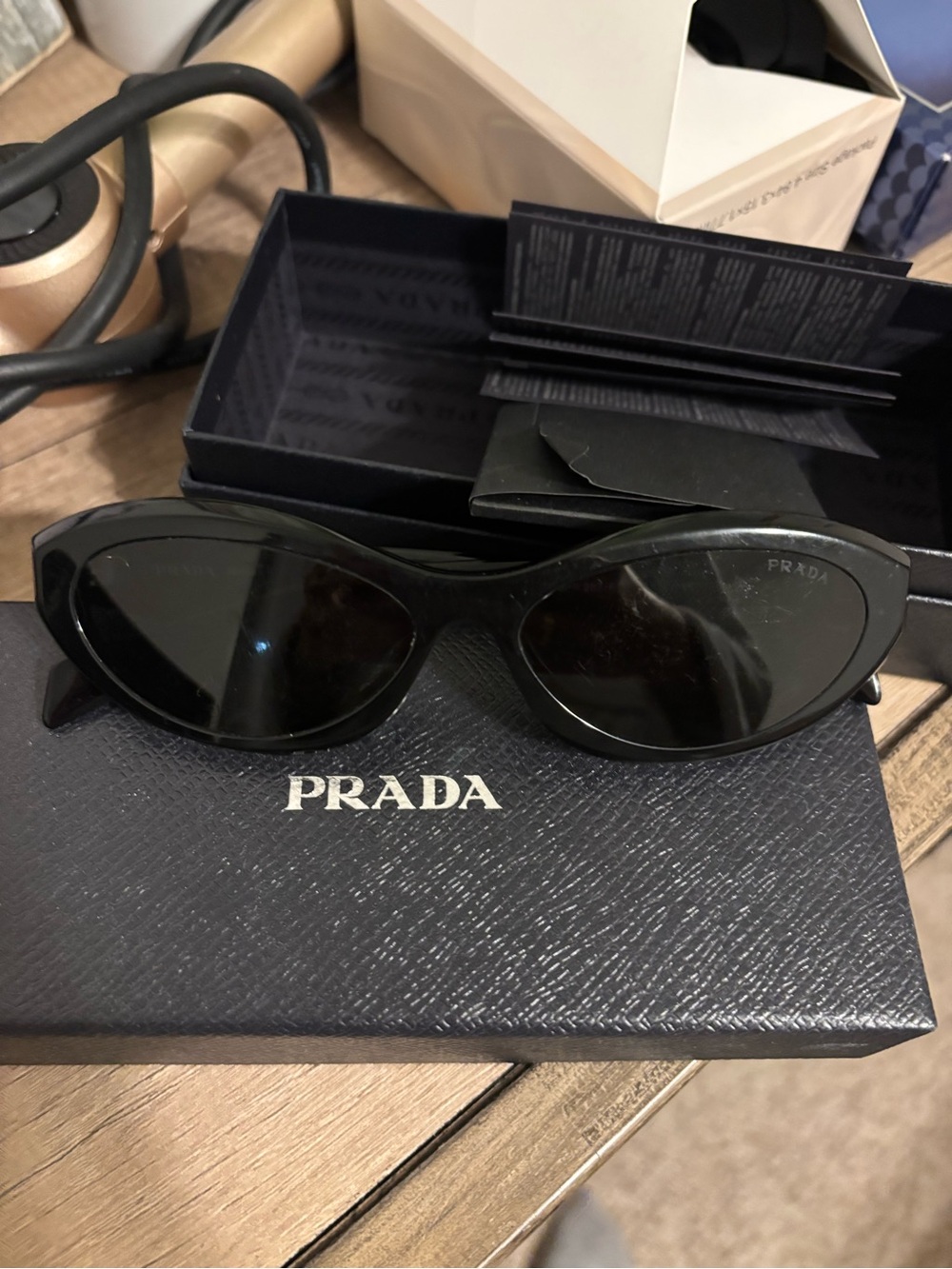 Prada Black Gloss Cat-Eye Sunglasses - Picture 1 of 7